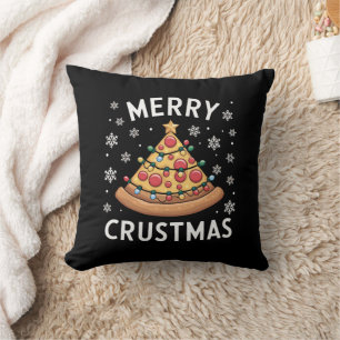 Coussin Joyeux Crustmas Pizza Noël Arbre de Noël Cadeaux
