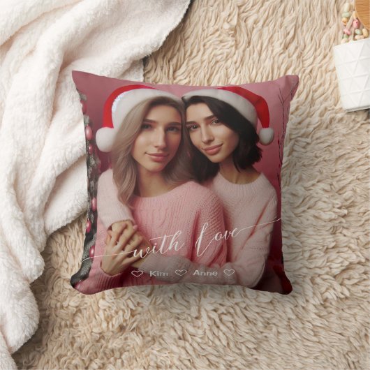 Coussin Joyeux et brillant lesbienne rose rétro | Photo pe (Couverture)