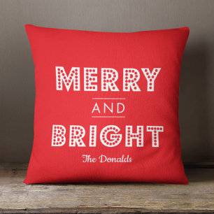 Coussin Joyeux et brillant Noël personnalisé