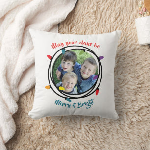 Coussin Joyeux et brillants feux de Noël