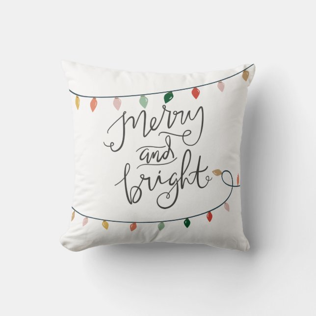 Coussin Joyeux et brillants feux de Noël | BLANCHE (Recto)