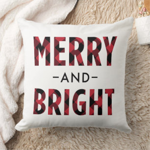 Coussin Joyeux et Lumineux Rouge Plaid de Buffalo Noël