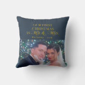 Coussin Joyeux et Mariés Photo de Noël des Nouveaux Mariés (Verso)