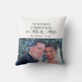 Coussin Joyeux et Mariés Photo de Noël des Nouveaux Mariés (Verso)