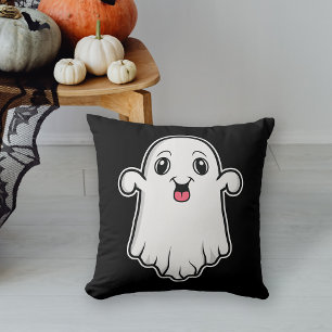 Coussin Joyeux Et Mignons Dessin Fantôme Halloween Blanc N
