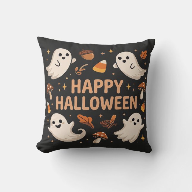 Coussin Joyeux Fantôme Joyeux Halloween (Recto)