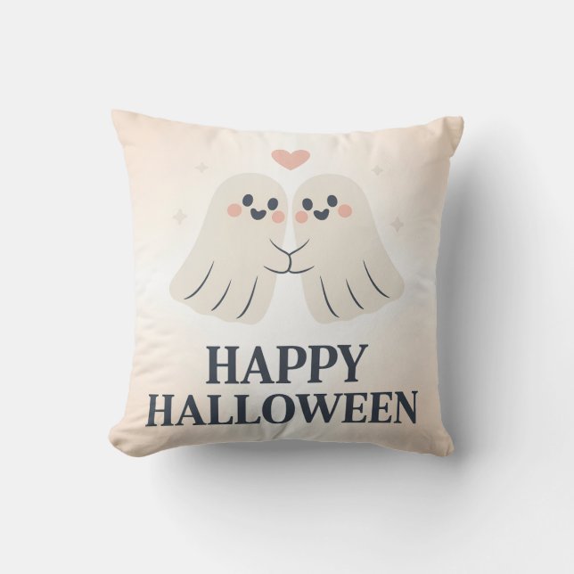 Coussin Joyeux Fantômes mignons d'Halloween (Recto)