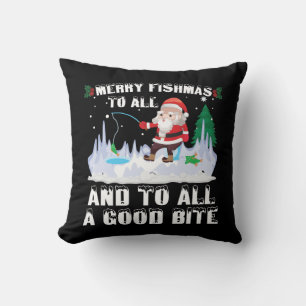 Coussin Joyeux Fishmas Poisson Drôle Pêcheur Noël