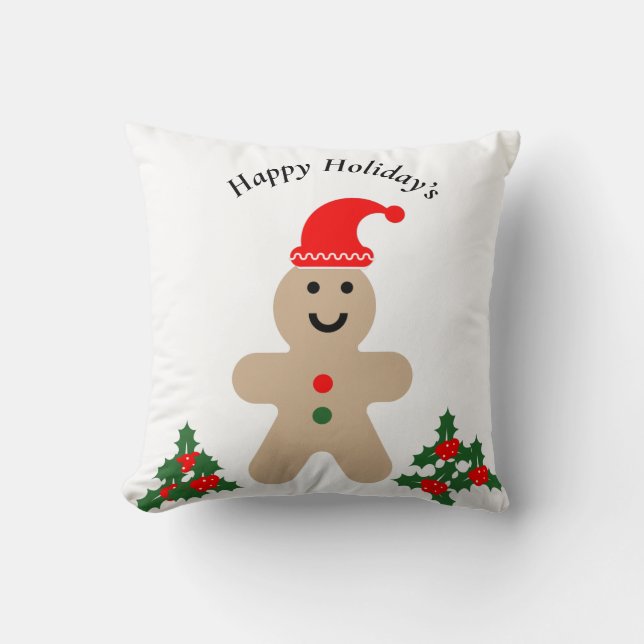 Coussin Joyeux Ginger Pread Man Holiday (Recto)