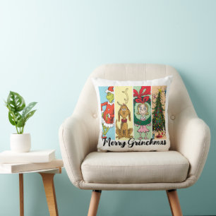 Coussin Joyeux Grinchmas Collage de Fêtes