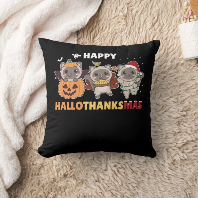 Coussin Joyeux Hallothanksmas Cat Christmas Elephant (Couverture)