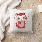 Coussin Joyeux Halloween Adorable Chat Diable Araignée Cha (Couverture)