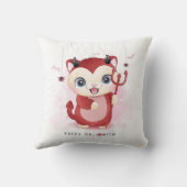 Coussin Joyeux Halloween Adorable Chat Diable Araignée Cha (Verso)