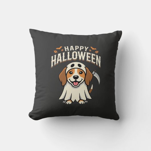 Coussin Joyeux Halloween Beagle Chien Design_1 (Recto)