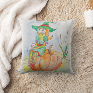 Coussin Joyeux Halloween Citrouille Crow