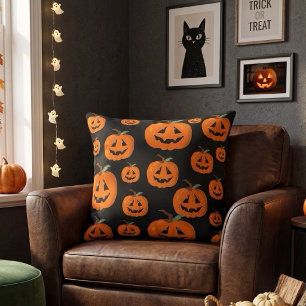 Coussin Joyeux Halloween Citrouille Illustrative Art