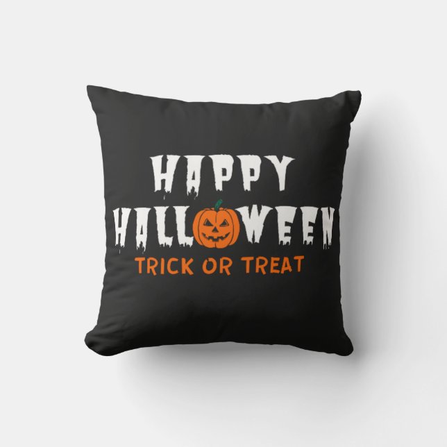 Coussin Joyeux Halloween Citrouille Trick Ou Treat (Recto)