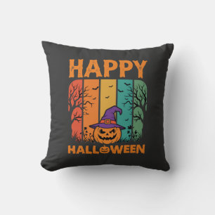 Coussin Joyeux Halloween Citrouille Vintage Vecteur