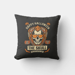 Coussin Joyeux Halloween Crâne Mohawk Lunettes de soleil C