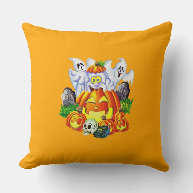 Coussin Joyeux Halloween Éffrayant (Recto)
