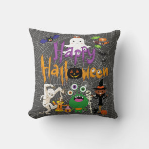 Coussin Joyeux Halloween Enfants Mignon et Effrayant