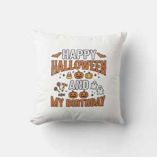 Coussin Joyeux Halloween et mon anniversaire design vintag