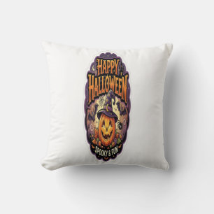 Coussin Joyeux Halloween Fantôme & Amusant Citrouille Mign