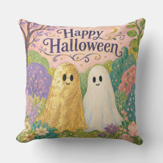Coussin Joyeux Halloween Joli Fantôme Jardin de Fleurs