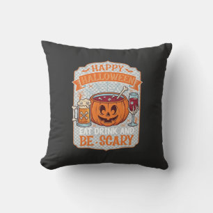 Coussin Joyeux Halloween Manger Boire Être Effrayant Chaud