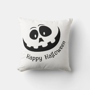Coussin Joyeux Halloween noir et blanc effrayant