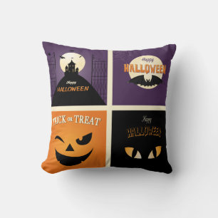 Coussin Joyeux Halloween noir & orange