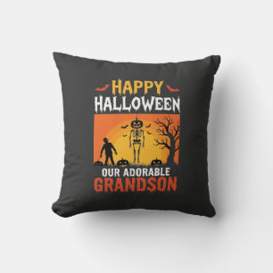 Coussin Joyeux Halloween Petit-Fils Squelette Citrouille