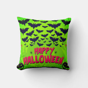 Coussin Joyeux Halloween rouge et vert