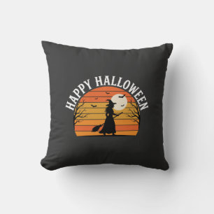Coussin Joyeux Halloween Sorcière Coucher de soleil Design
