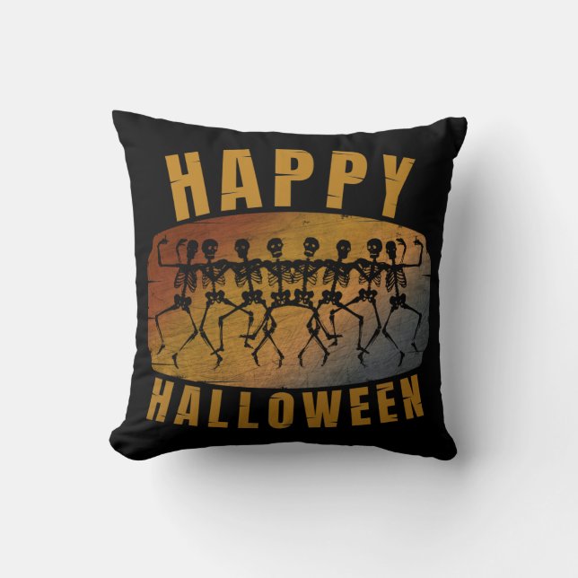COUSSIN JOYEUX HALLOWEEN SQUELETTE DANSEUR (Recto)