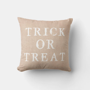 Coussin Joyeux Halloween Trick ou Treat Burlap