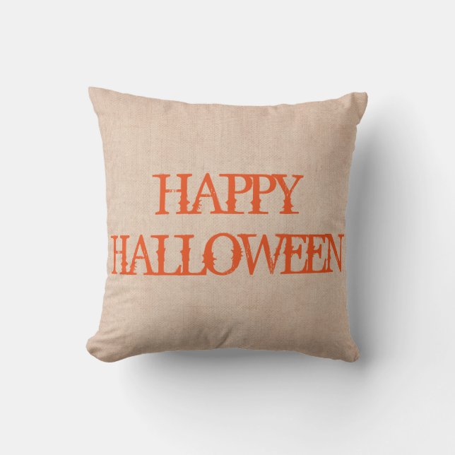 Coussin Joyeux Halloween Trick ou Treat Burlap (Recto)