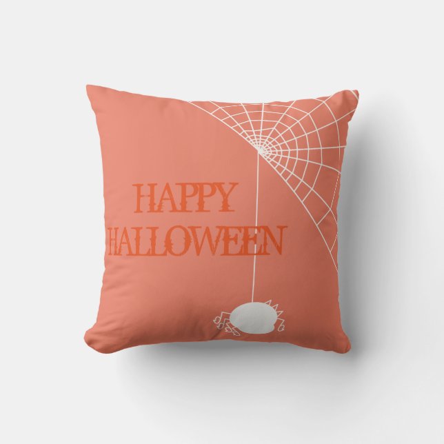 Coussin Joyeux Halloween Trick ou Treat Spider avec Web (Recto)