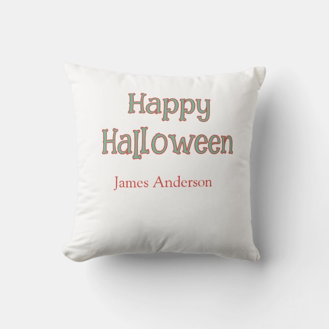 Coussin Joyeux halloween vert orange pastel tendance moder (Recto)