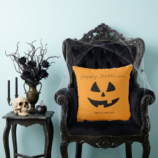 Coussin Joyeux Halloween Visage de Citrouille Mignonne Per