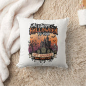 Coussin Joyeux Halloween Vous Maison Hantée Squelette Chau (Couverture)