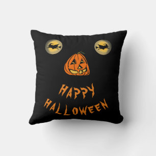 Coussin Joyeux Halloween Yeux de Sorcière et Nez de Citrou