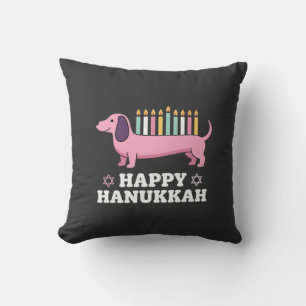 Coussin Joyeux Hanukkah chien teckel