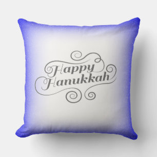 Coussin Joyeux Hanukkah Fond 2 tons Bleu Blanc