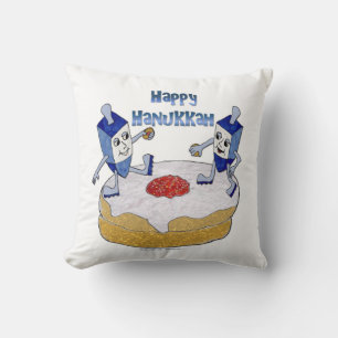 Coussin Joyeux Hanukkah Toupie de Hanukkah Beignet