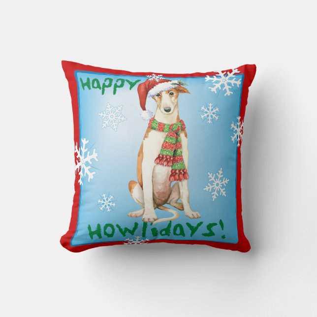 Coussin Joyeux Howliday Borzoi (Recto)