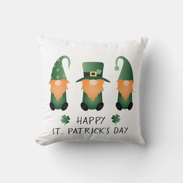 Coussin Joyeux Jour de la Saint Patrick Gnomes Green Orang (Recto)