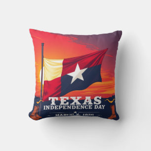 Coussin Joyeux Jour de l'Indépendance du Texas 1836 Art