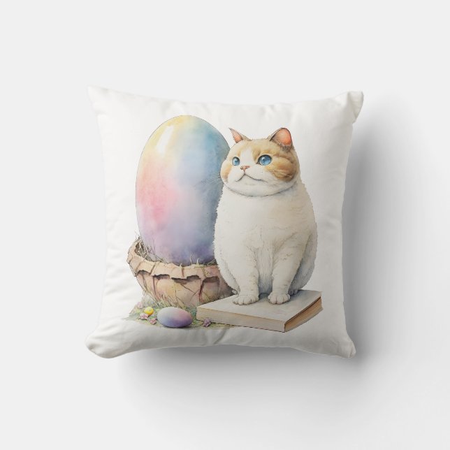 Coussin Joyeux Jour de Pâques, Chat de Pâques (Recto)
