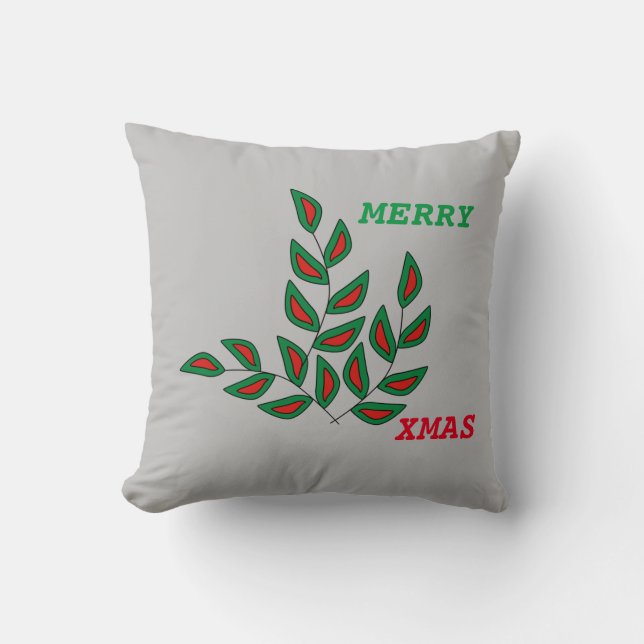 Coussin Joyeux Joyeux Joyeux Xmas Gris (Recto)